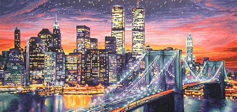 New York Skyline at Night Painting by Evelyn Deen | Pixels