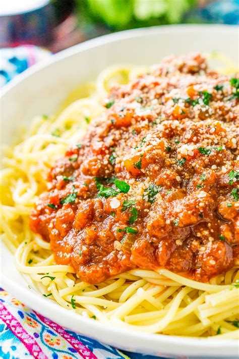 This Easy Spaghetti Bolognese Sauce Recipe is a simple take on an authentic and traditional It ...