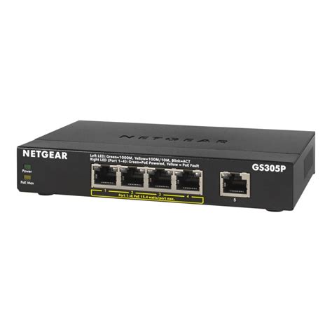 NETGEAR GS305P 5-Port PoE Gigabit Ethernet Unmanaged Switch Fanless ...