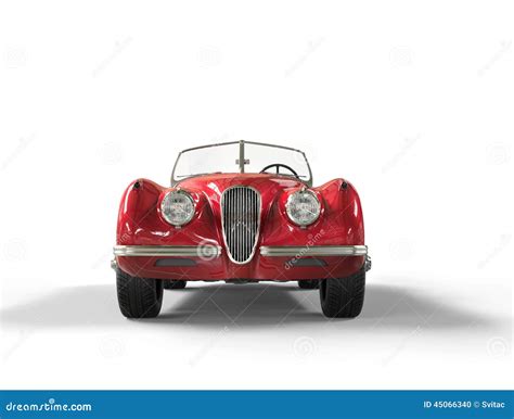 Red Vintage Car on White Background - Front View Stock Photo - Image of ...