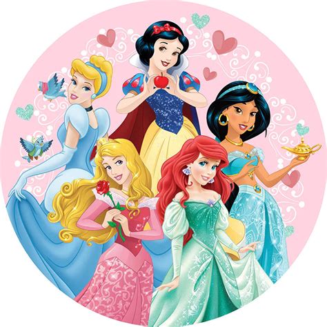 Pink Princess Theme Lovely Round Happy Birthday Backdrop | Happy birthday disney princess ...