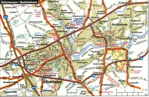 Allentown city road map for truck drivers area town toll free highways ...