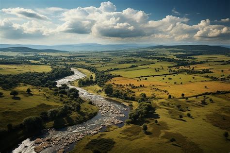 Premium AI Image | Aerial View of Plains and Fields in High Resolution