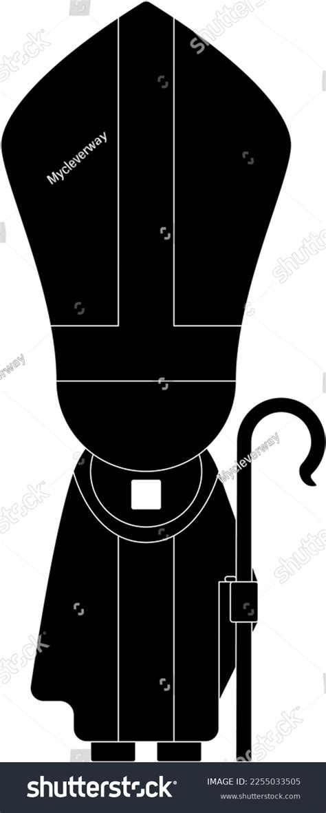 Black Silhouette Bishop Flat Vector Illustration Stock Vector (Royalty ...