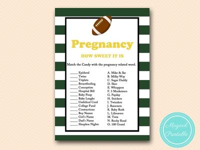 Green Football Baby Shower Games - Magical Printable