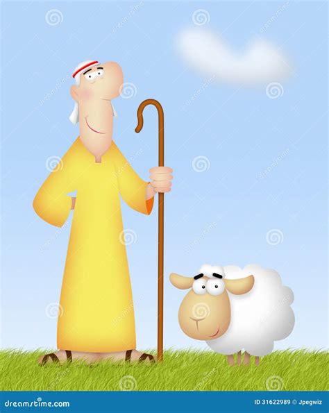 Shepherd with Sheep stock illustration. Illustration of christmas - 31622989