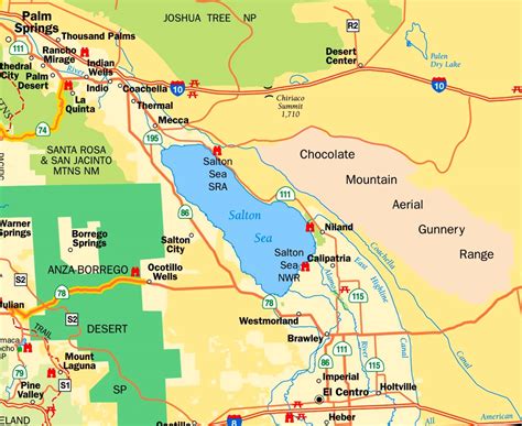 Salton Sea area tourist map - Ontheworldmap.com