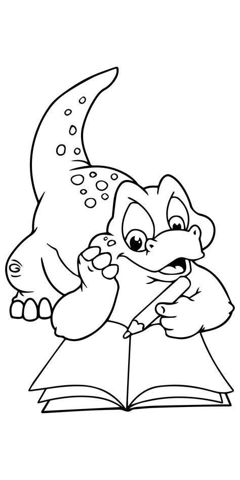 Dinosaur Reads Coloring Page - Free Printable Coloring Pages for Kids