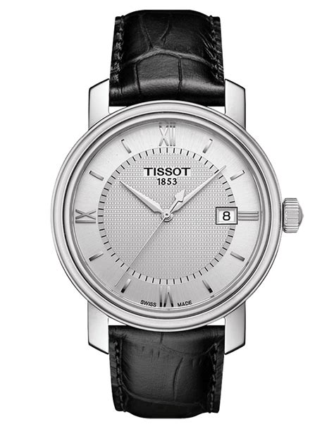 Tissot Mens Bridgeport Stainless Steel Leather Strap Watch in Black | Lyst