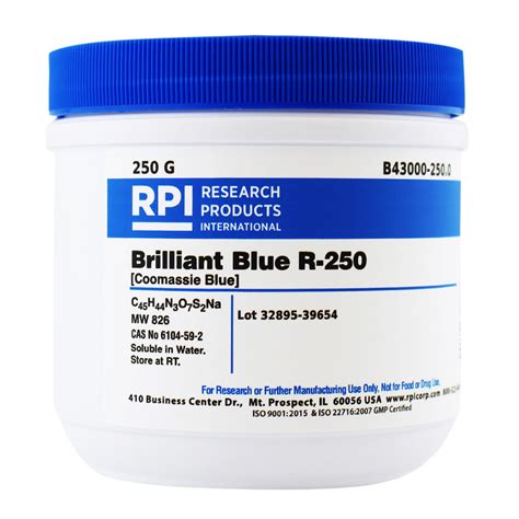 B43000-250.0 - Brilliant Blue R-250 [Coomassie Blue], 250 Grams