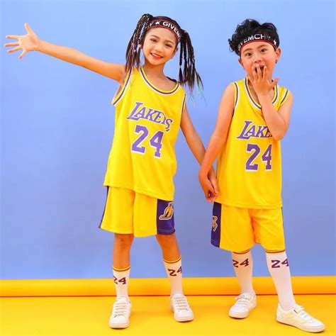 L.A Lakers Jersey #24 Kobe Bryant Jersey Kids Tops+Shorts Jersey Set Children Basketball Uniform ...