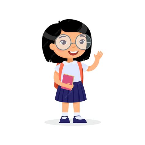 Premium Vector | Girl holding a book isolated cartoon character. Elementary school student with ...