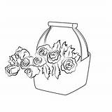 Roses In Basket Coloring Pages For Kids  Download sketch template