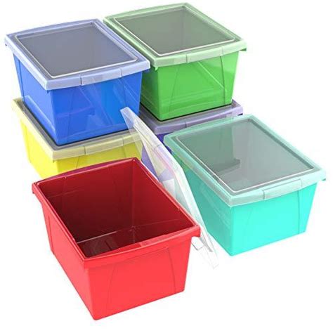 Storex Small Storage Bins with Lids, 13.625 x 11.25 x 7.87 Inches, Assorted Colo - Storage Bins ...