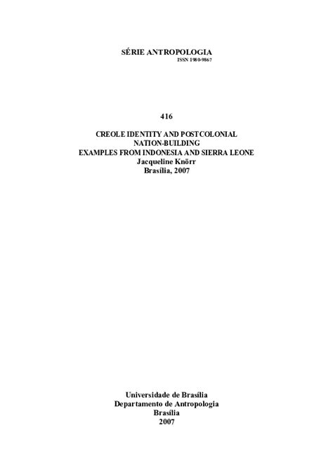 (PDF) Creole identity and postcolonial nation-building: examples from ...