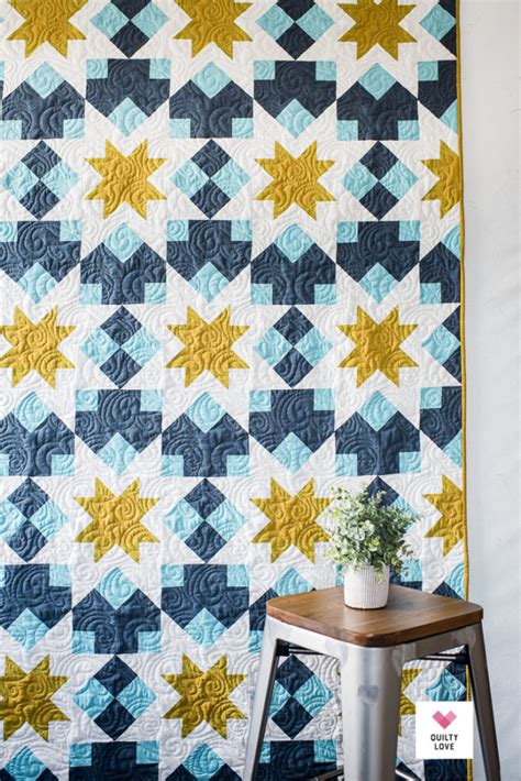 Night Stars Quilt - A bold star quilt pattern - Quilty Love