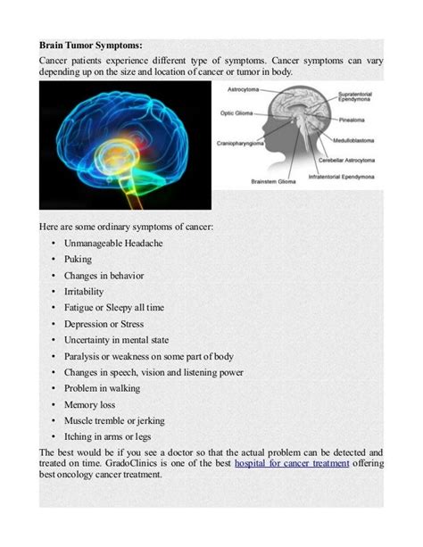 Brain tumor types and symptoms