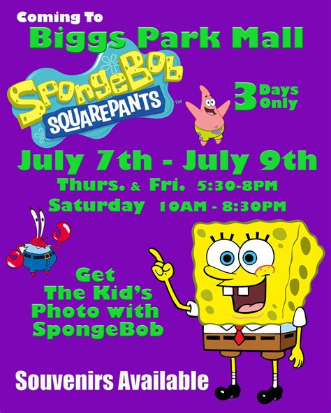 SpongeBob SquarePants at Biggs Park Mall in July - Biggs Park Mall