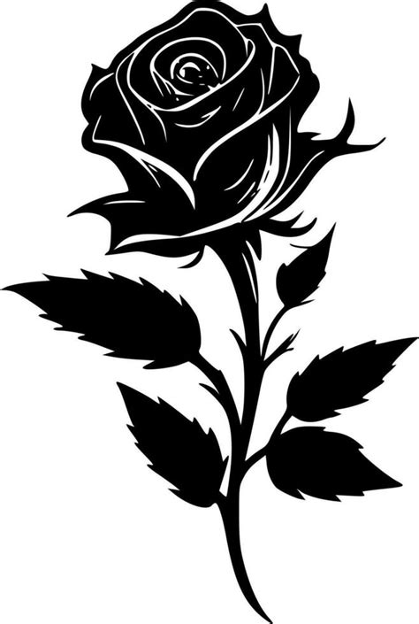 Rose, Black and White Vector illustration 24163115 Vector Art at Vecteezy