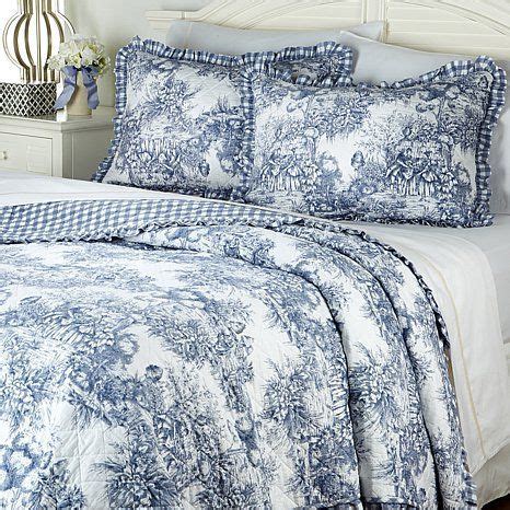 Amazon.com: CLEVER CARRIAGE Blue FRENCH TOILE Country 6PC KING QUILT SET - Bundle: Home ...