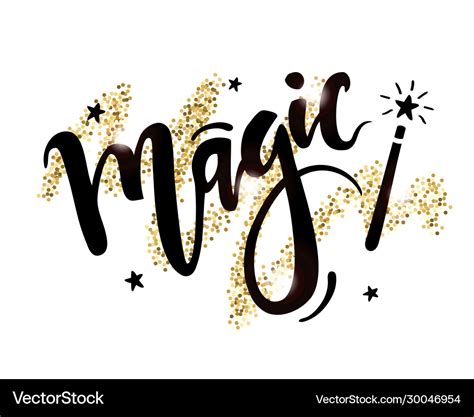 Hand drawn lettering word magic with magic Vector Image