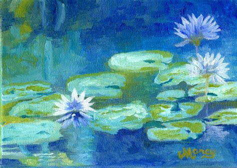 Marcy Brennan Art: White Water Lily In Blue Lagoon by Marcy Brennan