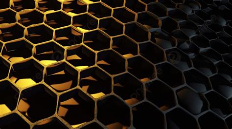 Pattern Of Black And Gold Honeycomb Background, 3d Illustration Of A ...