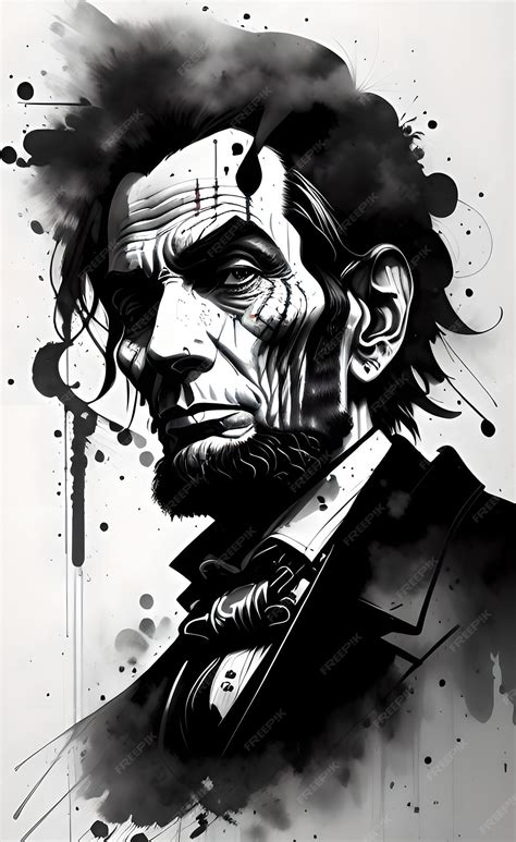 Premium AI Image | A black and white portrait of abraham lincoln.