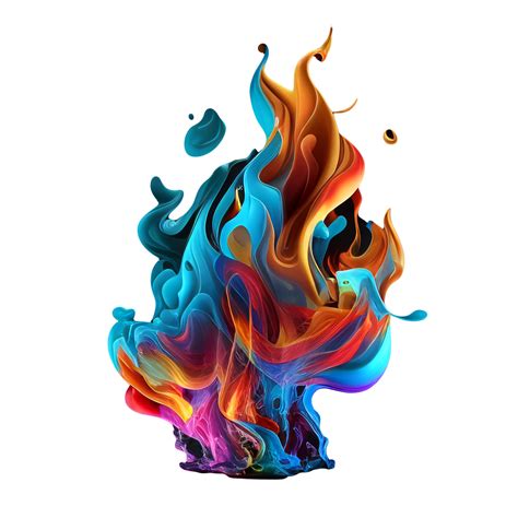 Colorful Fire Flame Isolated on transparent Background, Colorful Wavy ...