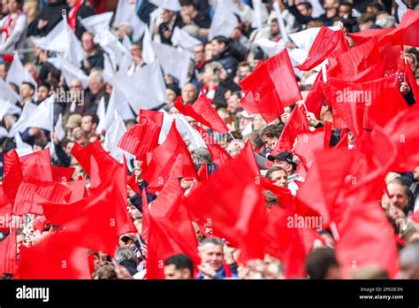 AMSTERDAM, NETHERLANDS - MARCH 19: Ajax fans during the Dutch Eredivisie match between Ajax and ...