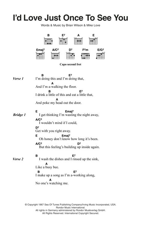 I'd Love Just Once To See You by The Beach Boys - Guitar Chords/Lyrics ...