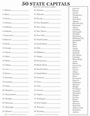 50 State Capitals 50 State Capitals Worksheet | Social studies, 4th grade social studies, 5th ...