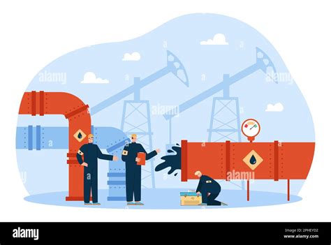 Workers in oil factory flat vector illustration Stock Vector Image & Art - Alamy