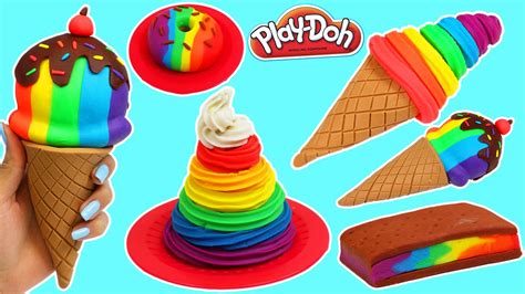 Play Doh Rainbow Swirl, Ice Cream Sandwich, Donut & More Desserts! - YouTube