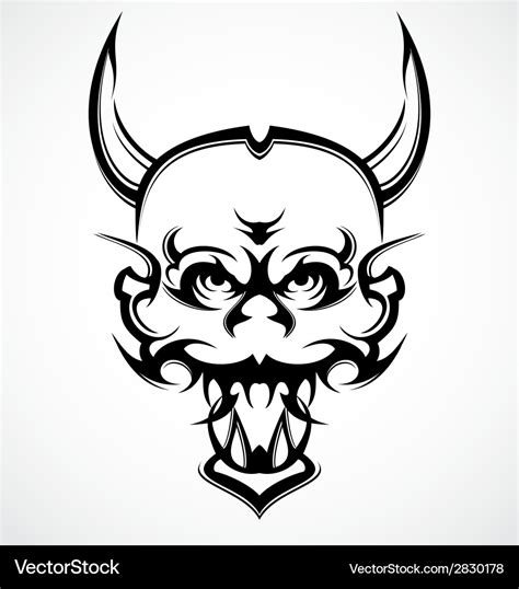 Demon face tattoo design Royalty Free Vector Image