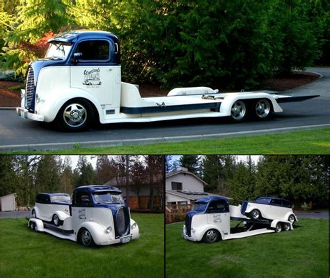 1938 Ford Cab Over Engine Custom Truck/Trailer Combo with Classic 1933 HotRod on the bed ...