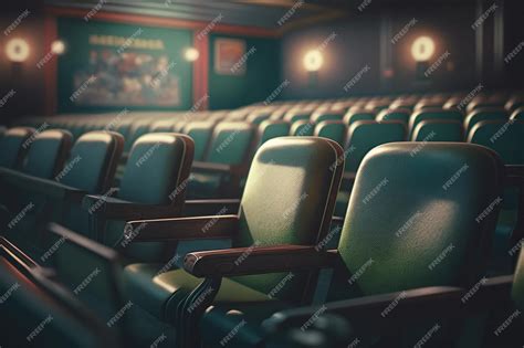 Premium Photo | A row of empty seats in a movie theater, generative ai