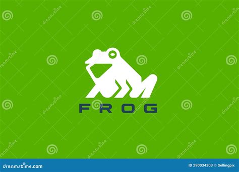 Frog Logo Sitting Silhouette Vector Design Template Geometric Style. Toad Smiling Logotype ...