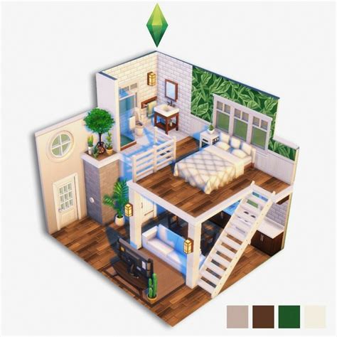 Mini casa de dois andares | Sims 4 houses, Sims 4 loft, Sims 4 house design