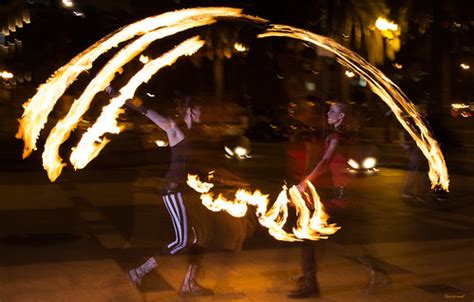 Fire Dancers | Fire dancers celebrate a succesful show at Un… | Flickr