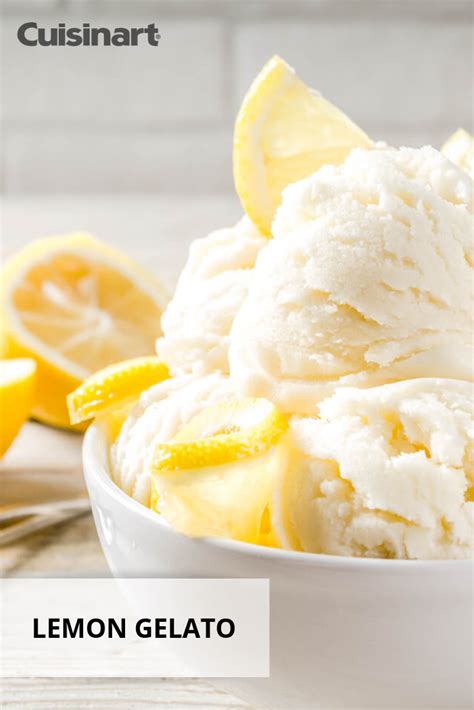 a bowl filled with lemon gelato next to sliced lemons