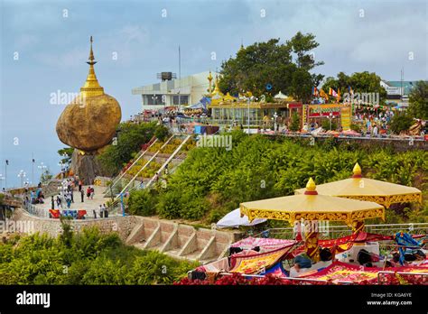 Kyaiktiyo Pagoda (Golden Rock), pilgrimage site, Myanmar (Burma ...