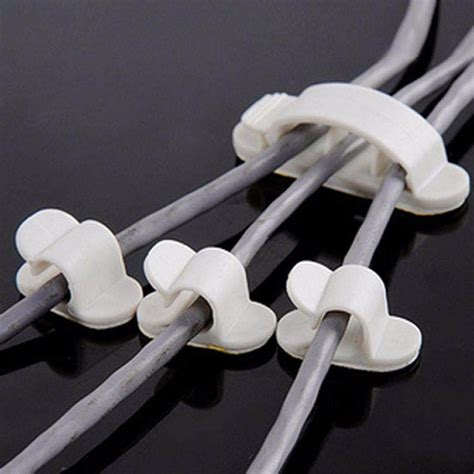 10 Pcs Gray Plastic Self Adhesive Wire Cord Cable Clip Holder Clamps