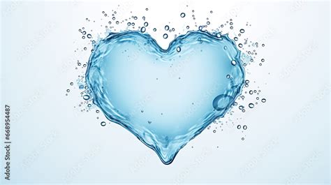 Water in the shape of a heart over white background. Symbolizing ...