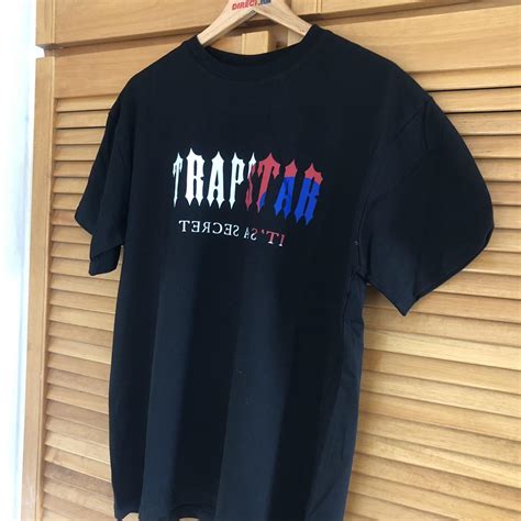 Trapstar tricolour chest print t shirt black mens... - Depop