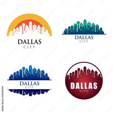 Dallas City Building Landmark Skyline Logo Template Stock Vector | Adobe Stock