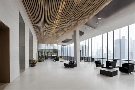 a beautiful office building lobby with sleek modern | Stable Diffusion