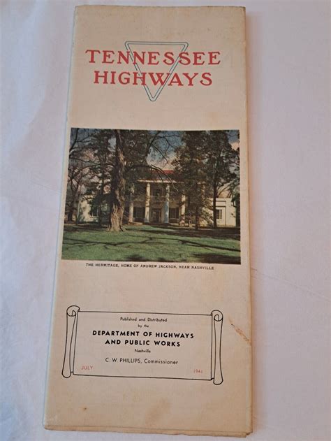 July 1941 Tennessee Highways Map Department of Highways & Public Works ...