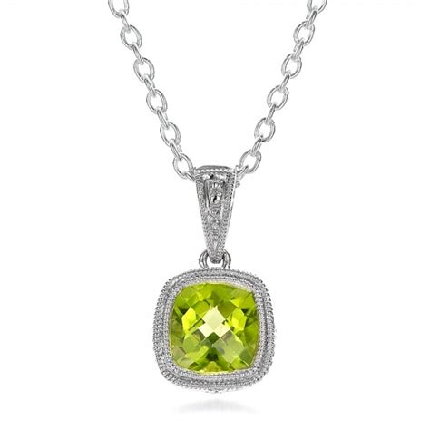 Antique Cushion Peridot Pendant #100495 - Seattle Bellevue | Joseph Jewelry