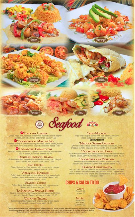 Menu for La Hacienda Mexican Restaurant in Goose Creek, South Carolina